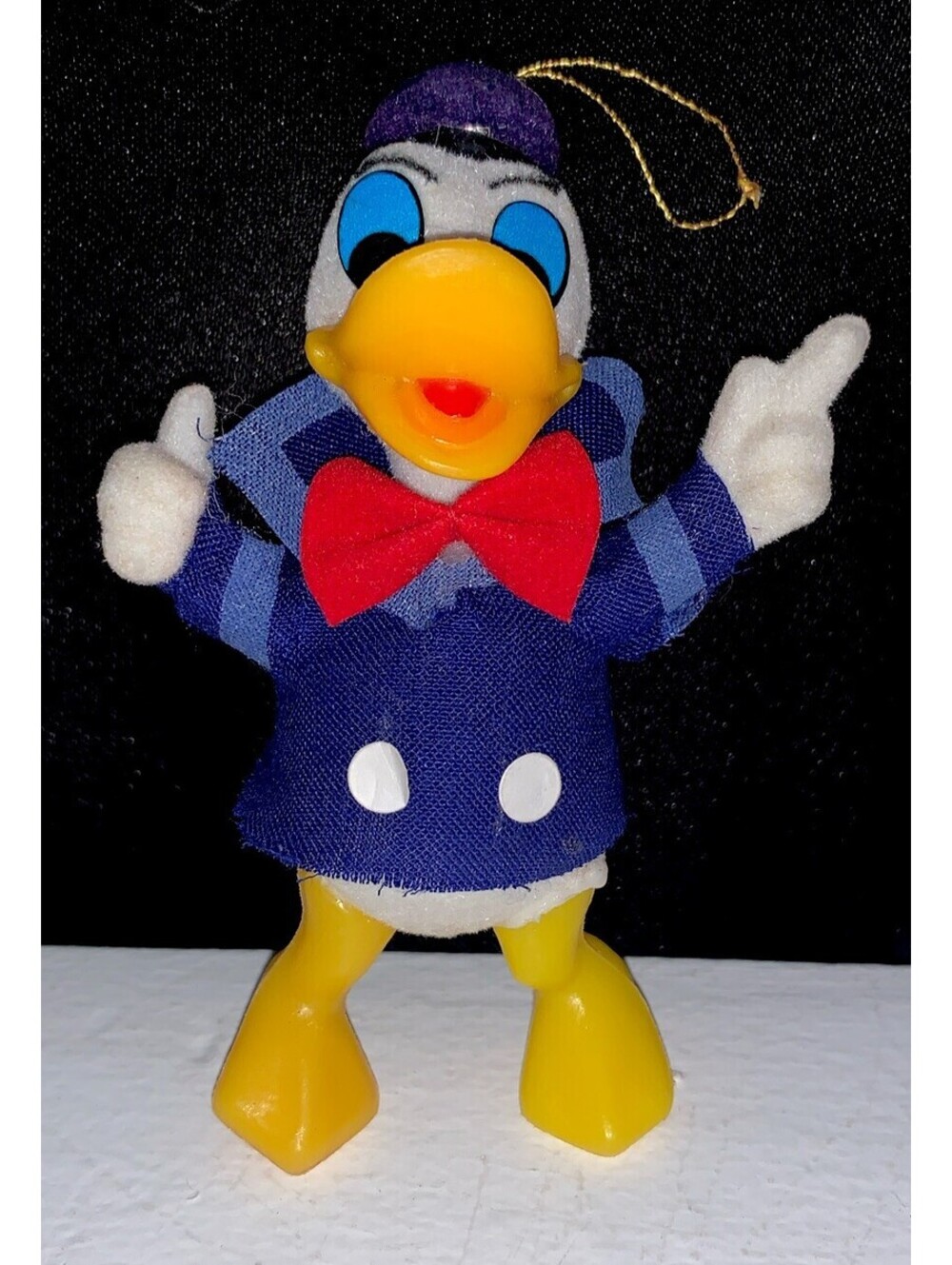 Vintage Disney Donald Duck Flocked Felt Christmas Ornament Hong Kong